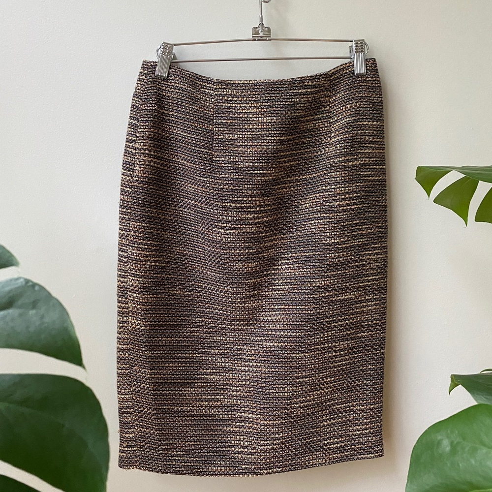 Brown Toned Tweed Pencil Skirt